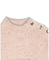 Hope & Henry Little and Big Girls (Xxs - L) Organic Mock Neck Sweater with Buttons