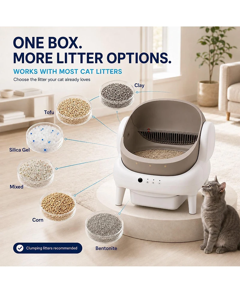 Cumrige WiFi Self-Cleaning Litter Box for Multiple Cats