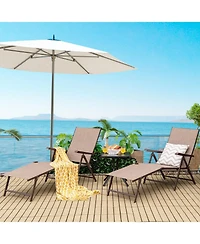 Mecale Set of 2 Foldable Chaise Lounge Chairs with 2-Position Footrest