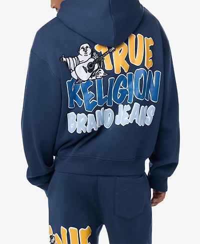 True Religion Men's Buddha Logo Zip Boxy Hoodie