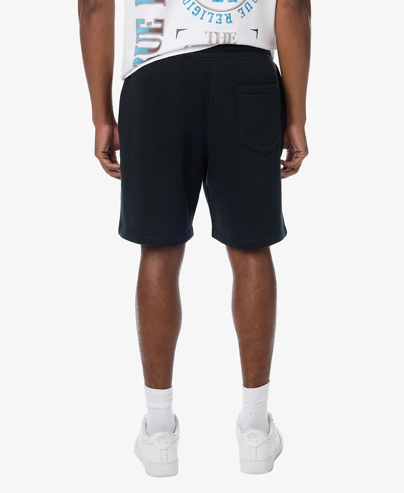 True Religion Men's Overt Buddha Logo Fleece Shorts, 8" Inseam