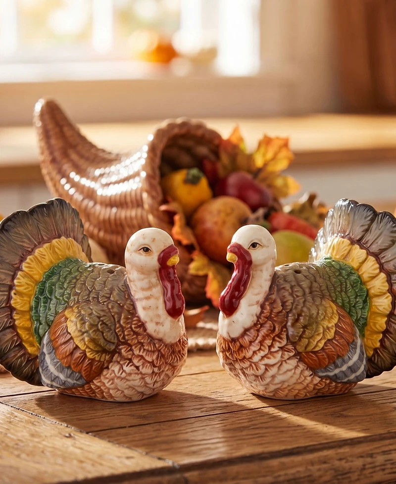 Fitz and Floyd Thanksgiving Traditional Salt Pepper Set