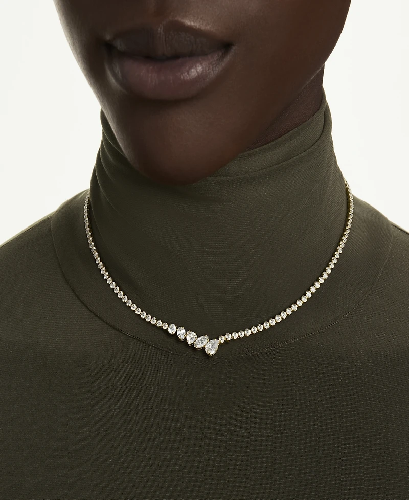 Swarovski Gold-Tone Plated White Crystal Necklace