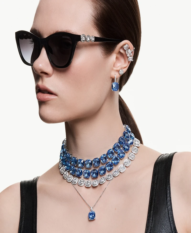 Swarovski Gold-Tone Plated Blue Crystal Necklace
