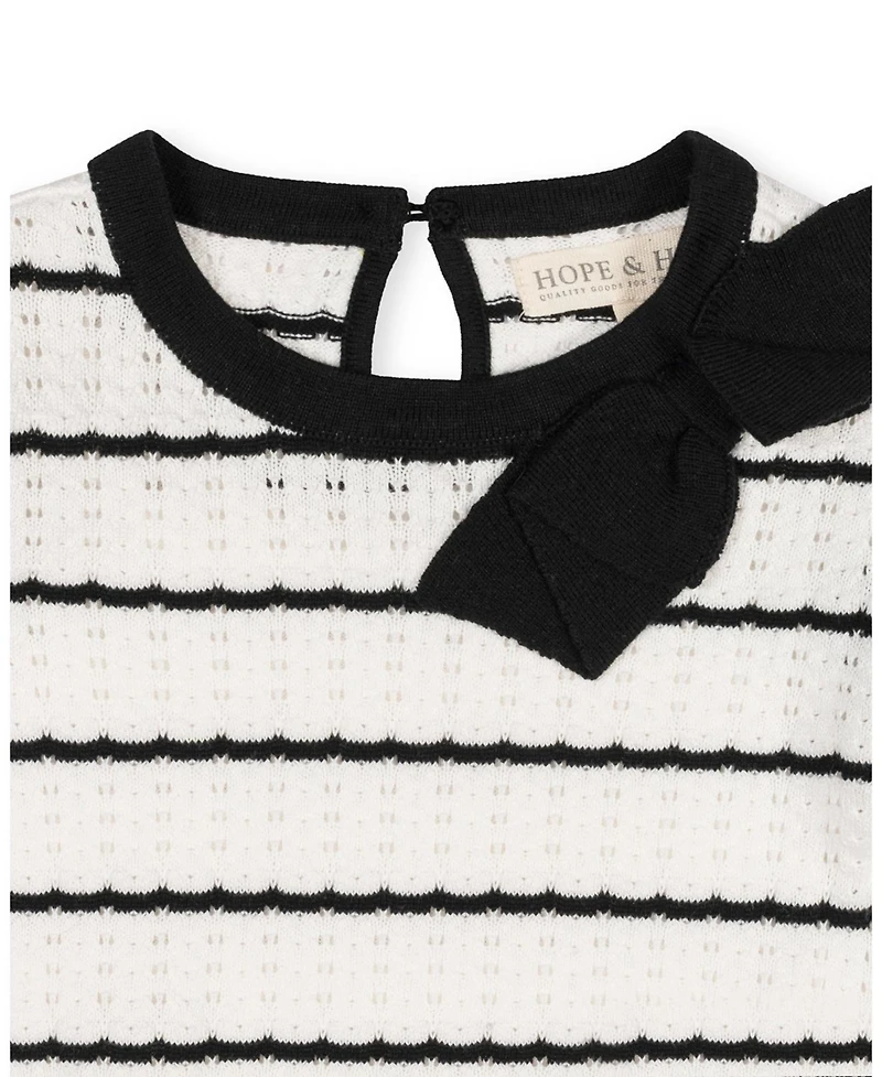Hope & Henry Little Girls (6 - 12) Organic Bow Detail Pointelle Sweater Dress