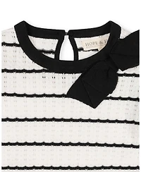 Hope & Henry Little Girls (6 - 12) Organic Bow Detail Pointelle Sweater Dress