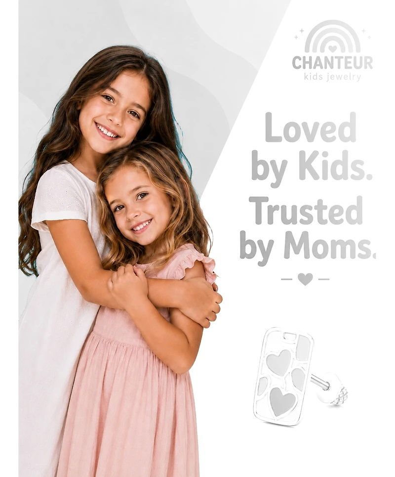 Chanteur Kids Heart Hypoallergenic Earrings for Girls with Surgical Titanium Screwbacks