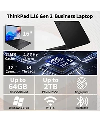 Lenovo ThinkPad L16 16" Fhd+ Touch Ai Laptop, Intel Core Ultra 5 225U, Intel Graphics, 32GB DDR5, 2TB Ssd, Wi-Fi 6, Win11 Pro, Black