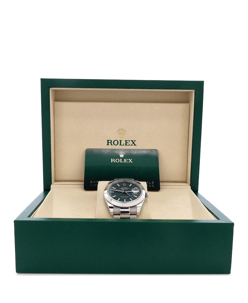Pre-Owned Rolex Oyster Perpetual Datejust Mint Green Automatic Watch in Stainless Steel 41mm