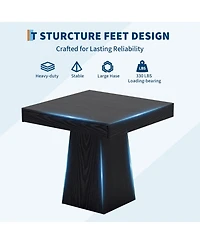 Square Dining Table for 4, 31.5" Engineered Wood Kitchen Table with 2 Storage Drawers, Pedestal Base for Dining Room and Breakfast