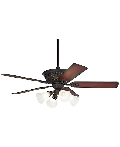 52" Casa Vieja Contessa Industrial Rustic Indoor Ceiling Fan Led Light Bronze Copper Cherry Frosted Glass for Living Kitchen Home
