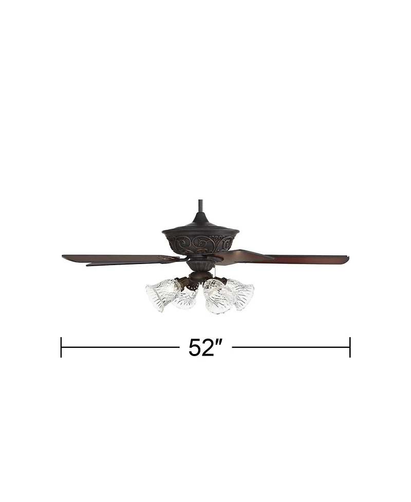 52" Casa Vieja Contessa Industrial Rustic Indoor Ceiling Fan Led Light Bronze Copper Cherry Clear Glass Barbizon Living Kitchen