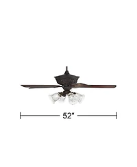 52" Casa Vieja Contessa Industrial Rustic Indoor Ceiling Fan Led Light Bronze Copper Cherry Clear Glass Barbizon Living Kitchen