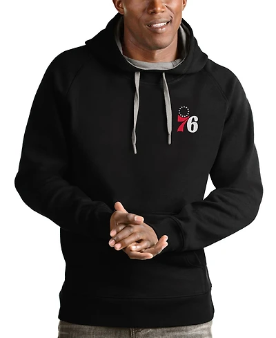 Antigua Men's Black Philadelphia 76ers Victory Pullover Hoodie