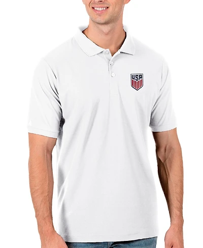 Antigua Men's White Usmnt Legacy Pique Polo Shirt