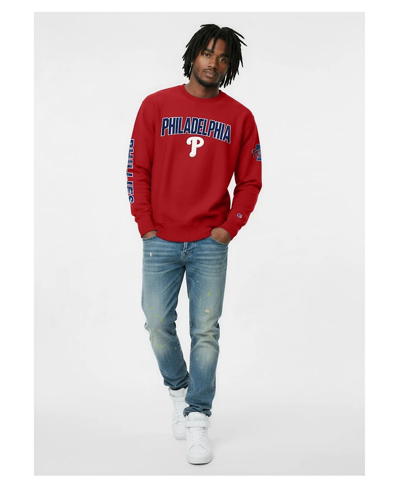 Champion Men's Red Philadelphia Phillies Reverse Weave Chenille Sweatshirt