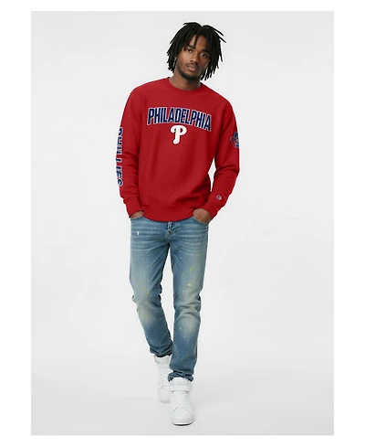 Champion Men's Red Philadelphia Phillies Reverse Weave Chenille Sweatshirt
