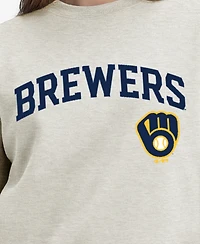 Champion Women's Milwaukee Brewers Crewneck Screen-Print Relaxed-Fit Sweatshirt