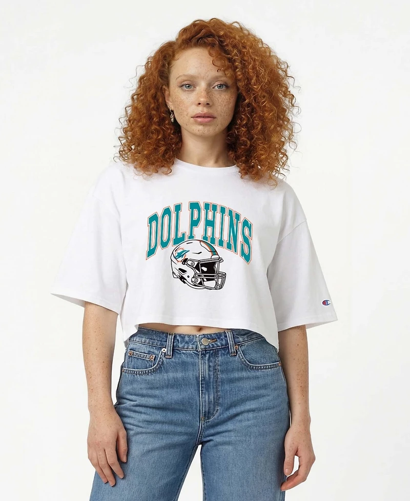 Champion Women's Miami Dolphins Boyfriend-Cropped T-Shirt