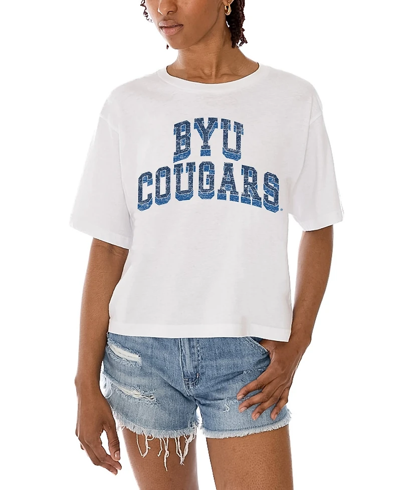 Gameday Couture Women's White Byu Cougars Claim To Fame Boxy Cropped T-Shirt
