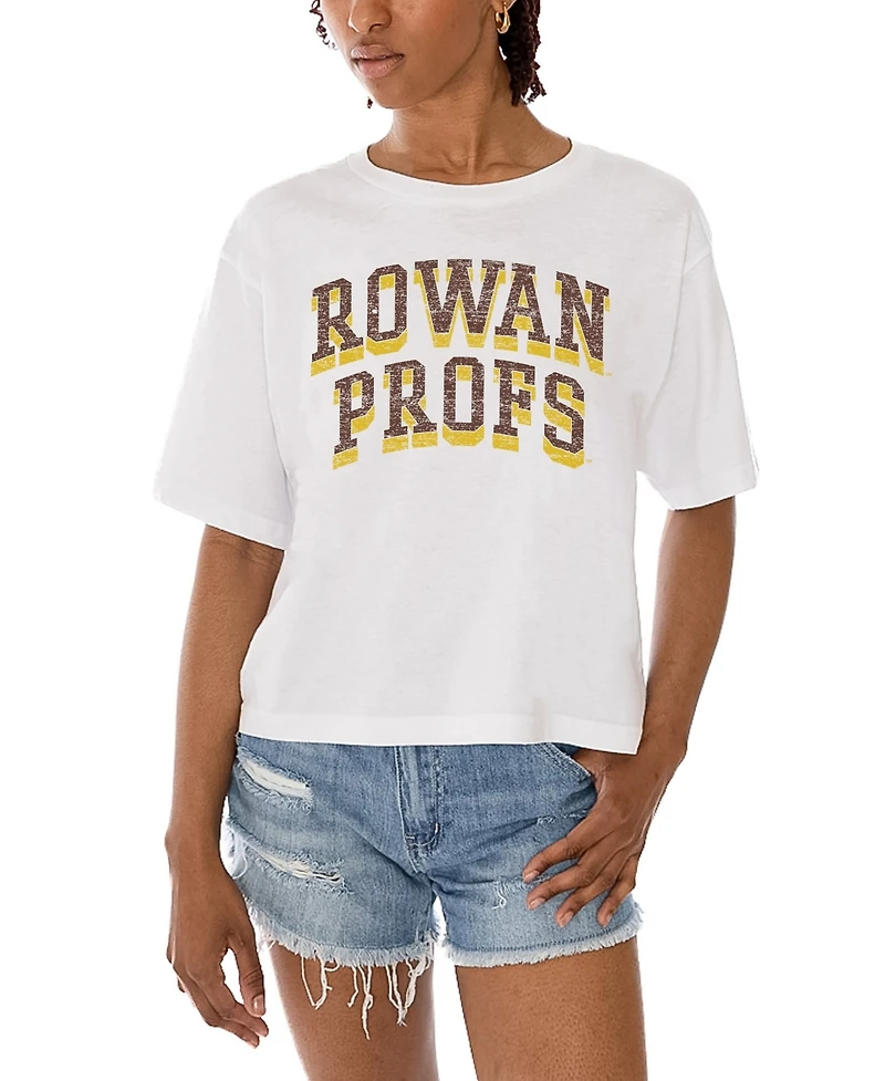 Gameday Couture Women's White Rowan Profs Claim To Fame Boxy Cropped T-Shirt