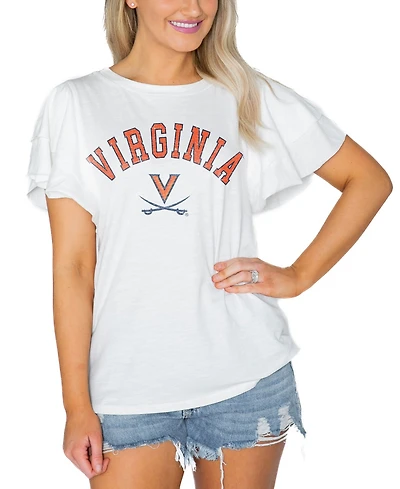Gameday Couture Women's White Virginia Cavaliers Arch Logo Flutter Sleeve Lightweight T-Shirt