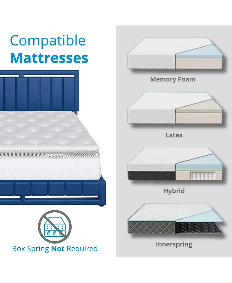 Boyd Sleep Belle Upholstered Platform Bed with Headboard, Mattress Foundation with Strong 14 Wood Slat Supports, No Box Spring Required