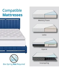 Boyd Sleep Belle Upholstered Platform Bed with Headboard, Mattress Foundation with Strong 14 Wood Slat Supports, No Box Spring Required