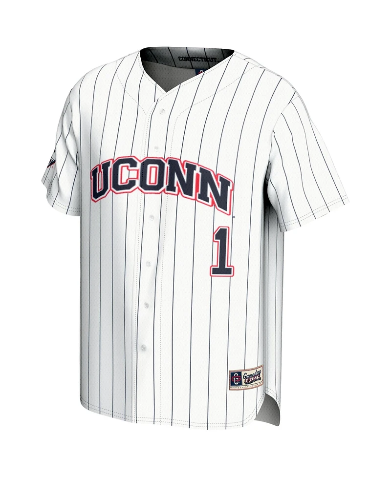 Gameday Greats Men's and Women's 1 White UConn Huskies Lightweight Baseball Jersey