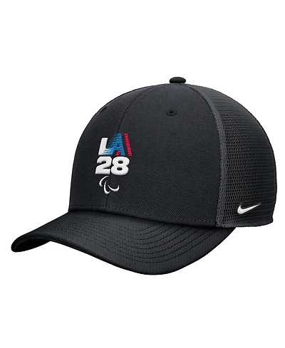 Nike Big Boys and Girls Black LA28 Summer Paralympics Retro Stripe Rise Adjustable Trucker Hat