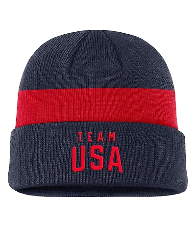 Nike Men's Navy Team Usa Stripe Terra Cuffed Knit Hat
