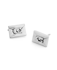 Coach Silver Heritage Signature Envelope Stud Earrings