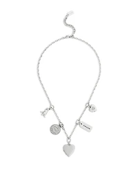 Coach Silver Heritage Charm Bib Necklace