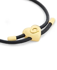 Coach Black Signature Heart Leather Bracelet