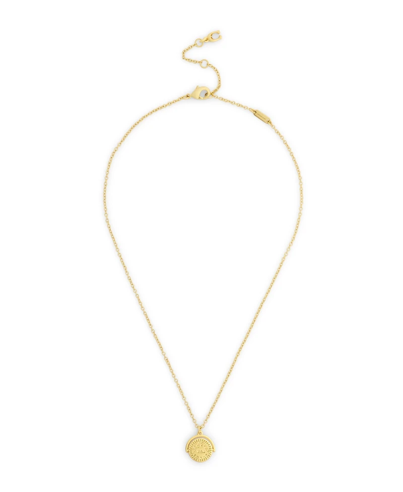 Coach Gold Heritage Coin Spinner Pendant Necklace