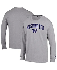 Champion Men's Champion Heather Gray Washington Huskies Arch Over Logo Long sleeves T-Shirt