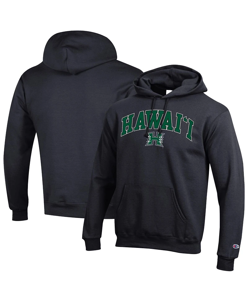Champion Men's Champion Black Hawaii Rainbow Warriors Arched Logo Fleece Pullover Hoodie