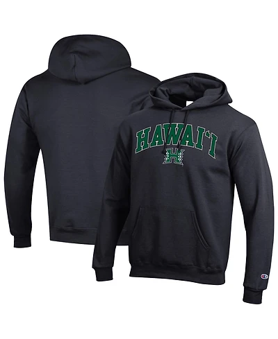 Champion Men's Champion Black Hawaii Rainbow Warriors Arched Logo Fleece Pullover Hoodie