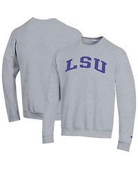 Champion Men's Heather Gray Lsu Tigers Basic Arch Fleece Pullover Sweatshirt