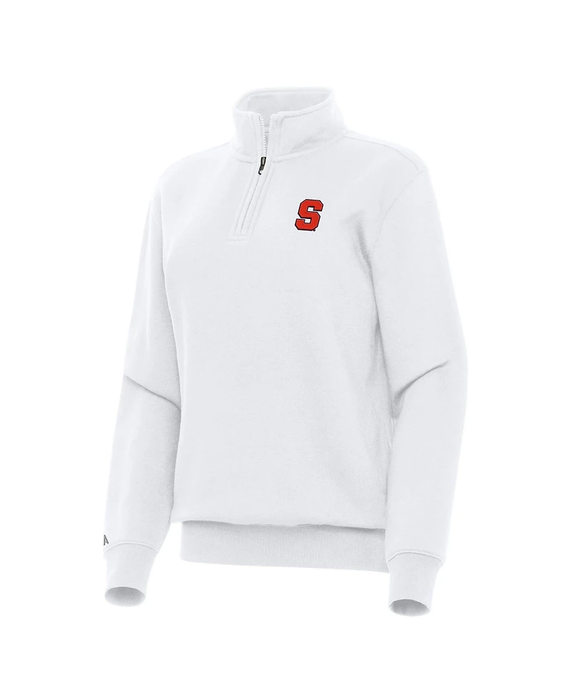 Antigua Women's White Syracuse Orange Victory Quarter-Zip Sweatshirt