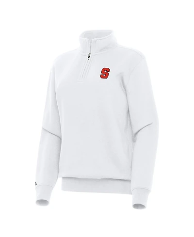 Antigua Women's White Syracuse Orange Victory Quarter-Zip Sweatshirt