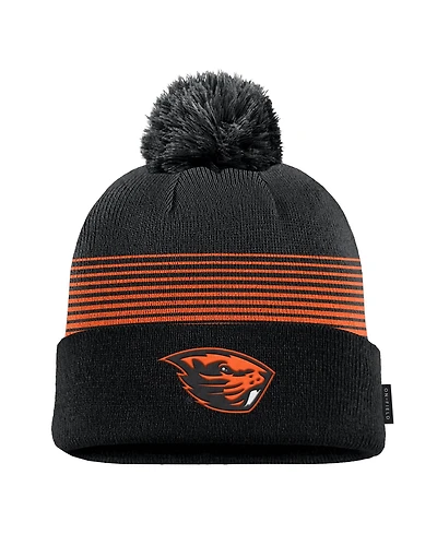 Nike Men's Black Oregon State Beavers 2026 On-Field Peak Cuffed Knit Hat with Pom