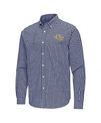 Antigua Men's Navy Georgia Tech Yellow Jackets Ellis Woven Tri-Blend Long sleeves Button-Down Shirt