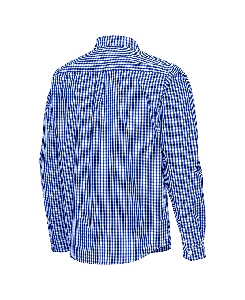 Antigua Men's Royal Kentucky Wildcats Ellis Woven Tri-Blend Long sleeves Button-Down Shirt