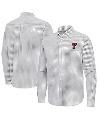 Antigua Men's Gray Texas Tech Red Raiders Ellis Woven Tri-Blend Long sleeves Button-Down Shirt