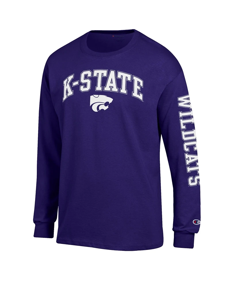 Champion Men's Purple Kansas State Wildcats Arch Over Logo 2-Hit Long sleeves T-Shirt