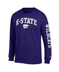 Champion Men's Purple Kansas State Wildcats Arch Over Logo 2-Hit Long sleeves T-Shirt