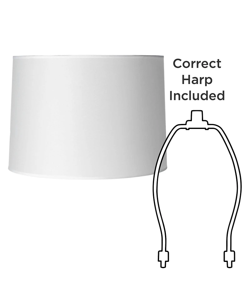 Springcrest Set of 2 Hardback Drum Lamp Shades White Medium 15" Top x 15" Bottom x 11" High Spider Replacement Harp Finial Fitting