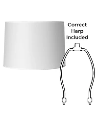 Springcrest Set of 2 Hardback Drum Lamp Shades White Medium 15" Top x 15" Bottom x 11" High Spider Replacement Harp Finial Fitting