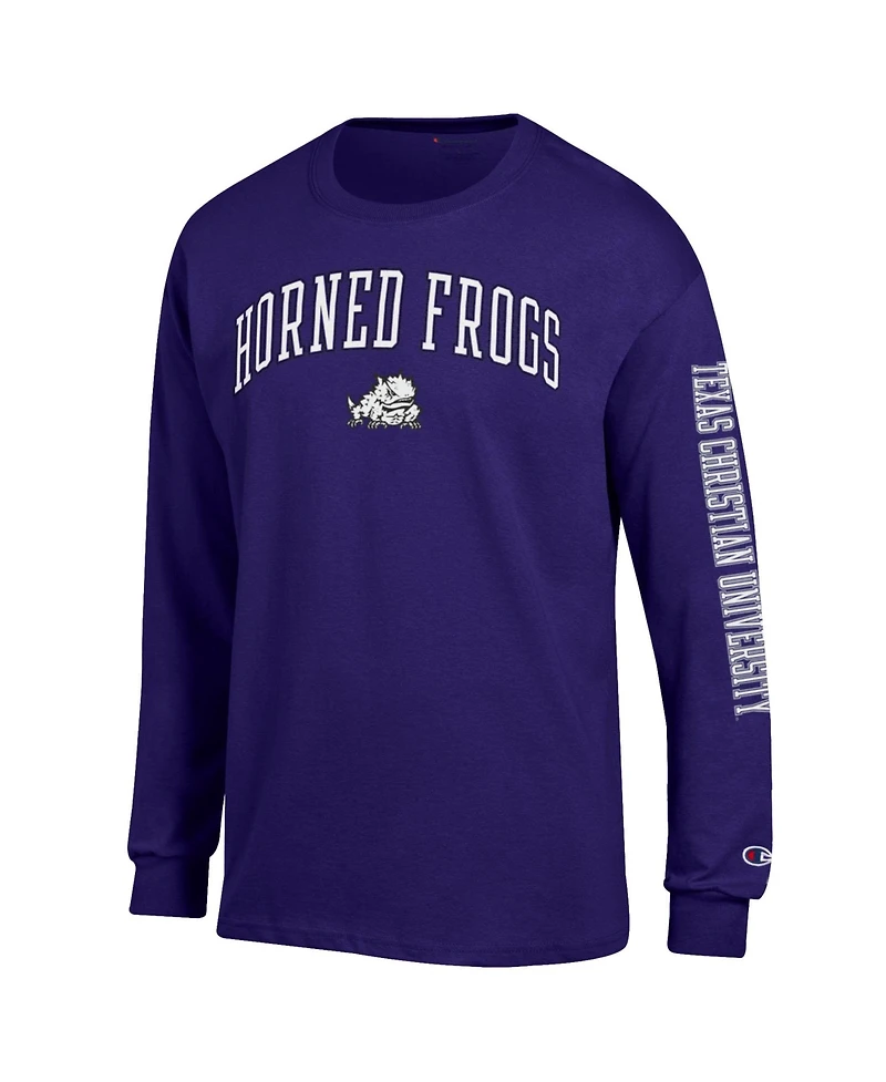 Champion Men's Purple Tcu Horned Frogs Arch Over Logo 2-Hit Long sleeves T-Shirt